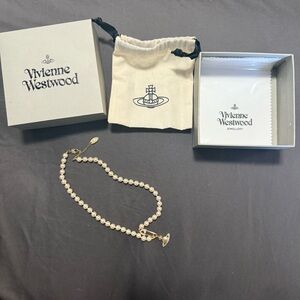 Vivienne Westwood Safety Pin Pearl Necklace Gold